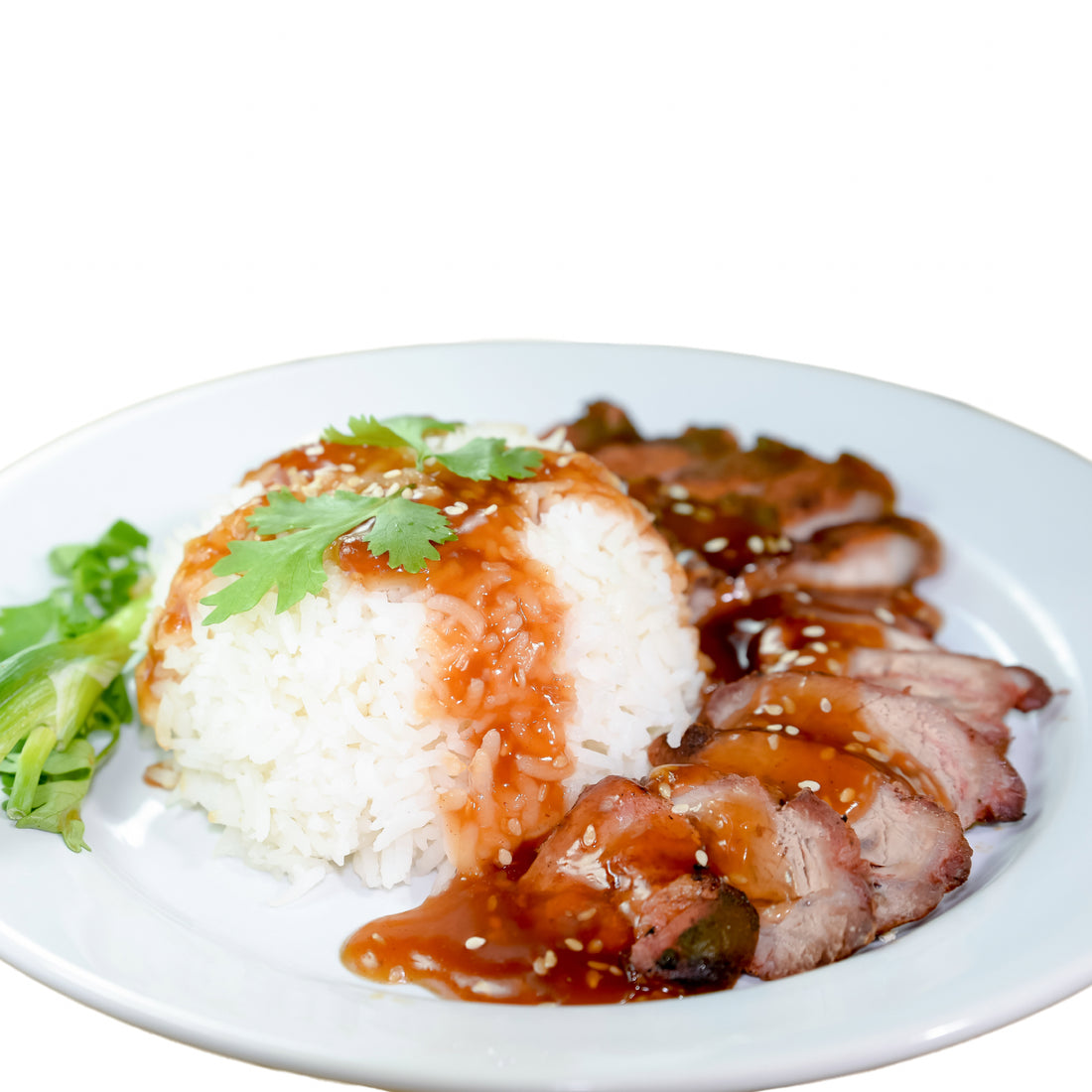 ข้าวหมูแดง - Reis mit rotem Schweinefleisch