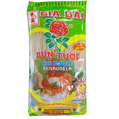 GIA BAO Rice Noodles (Bun Tuoi) 500 gram เส้น ขนมจีน ตรากุหลาบ