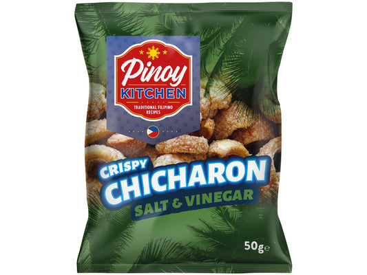 Pinoy Kitchen Knusprige Chicharon-Chips Salz & Essig 50g แคบหมูติดมัน รสน้ำส้มสายชู เกลือ