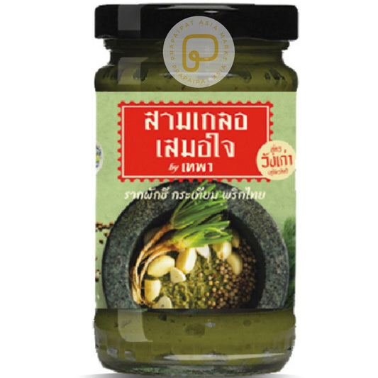 Thepa Gemahlener Knoblauch, Pfeffer und Koriander in einer Glasflasche 95 Gram รากผักชีกระเทียมพริกไทย เทพา