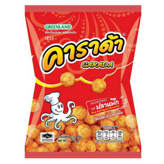 Carada Rice Ball Cuttle Fish 62 Gram คาราด้า ขนมอบกรอบ รสปลาหมึก