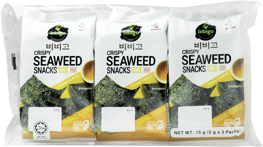 Seaweed Snack, Original (Sesame), Bibigo 15g