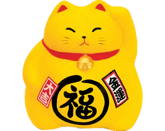 Lucky Cat - Piggy Bank Yellow (Money, 9cm.)