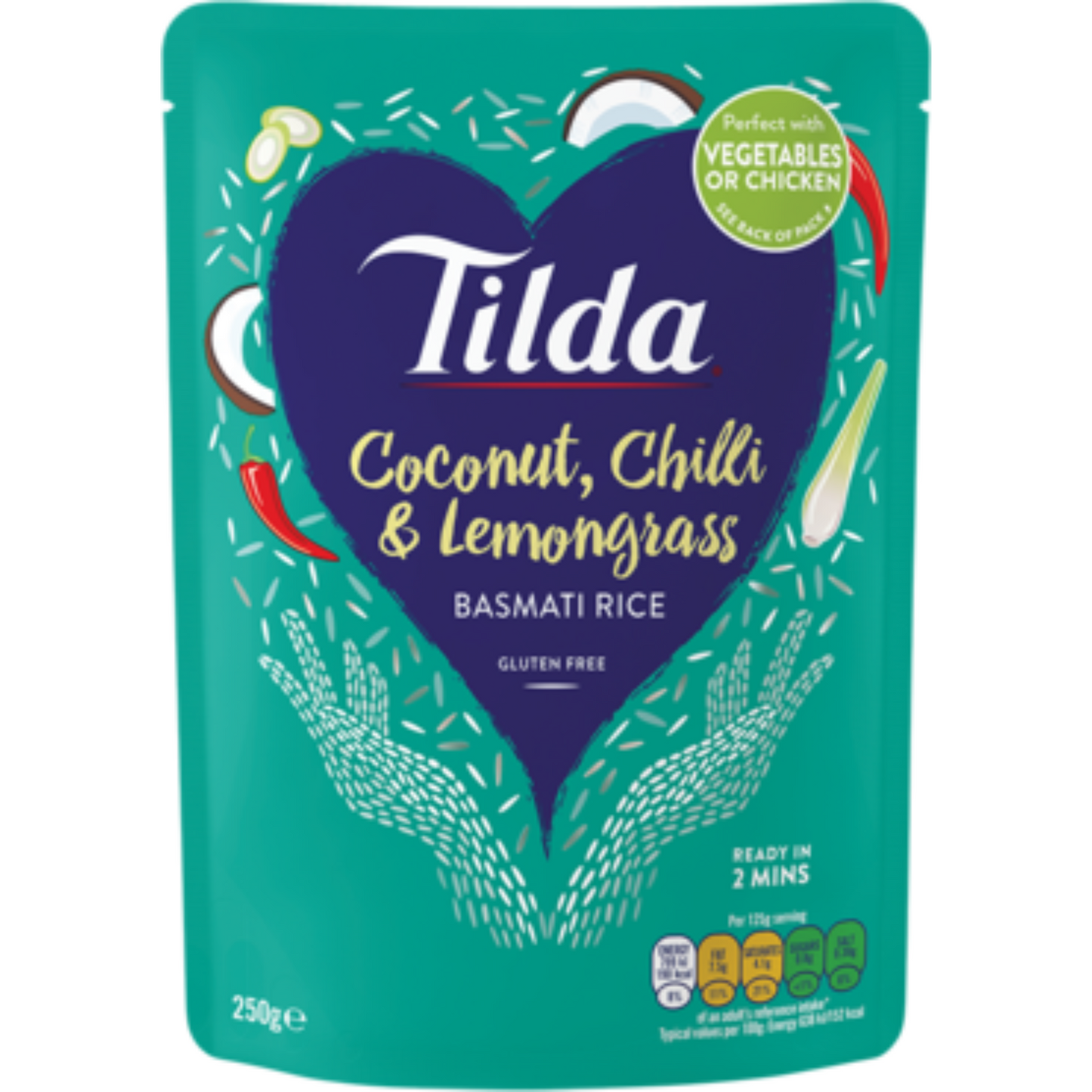 TILDA Indien Basmatireis gedämpft, Kokosnuss, Chili, Zitronengras 250 gram