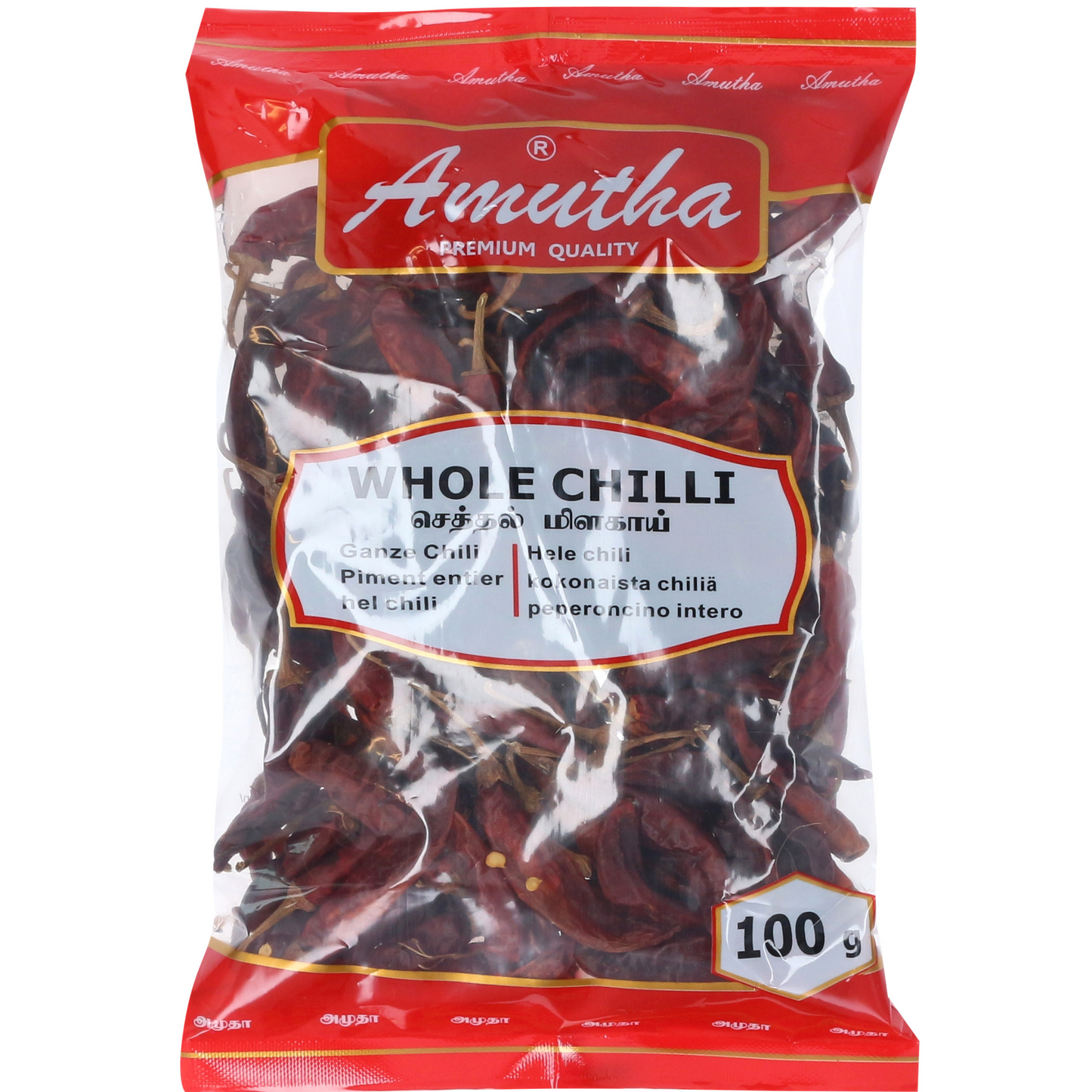 AMUTHA Dried Chilli with Stem 100 gram พริกแดงแห้งเม็ดใหญ่