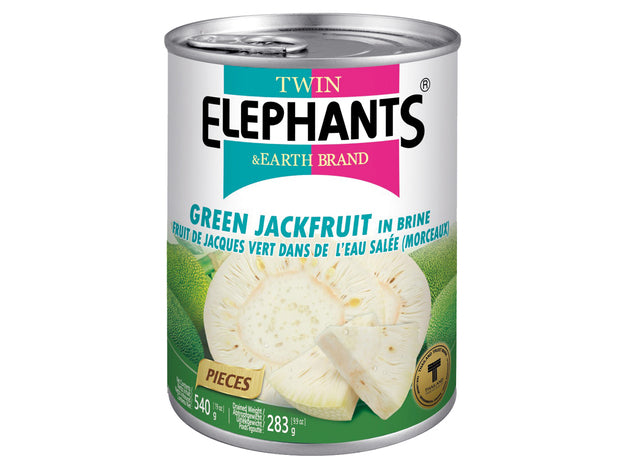 Twin Elephants Green Jackfruit in Pieces 540 Gram ขนุนอ่อน หั่นแว่น