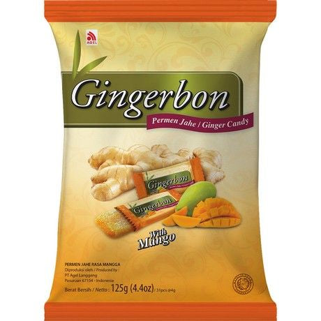 GINGERBON  Ingwer-Mango-Bonbons 125 gram ลูกอบเคี้ยวหนึบ รสขิงและมะม่วง