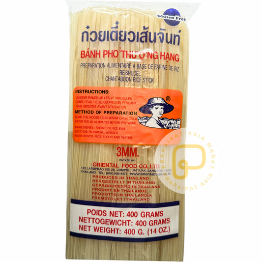 Flat rice noodles M 3mm 400g / rice noodles