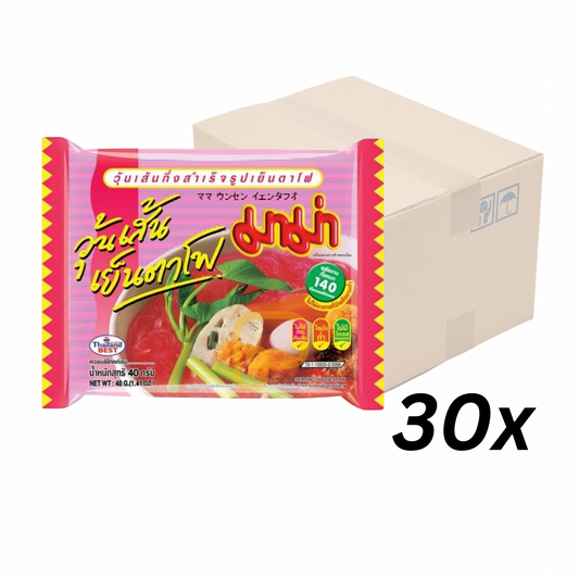 MAMA Instant Bean Vermicelli Yentafo 40 g วุ้นเส้น เย็นตาโฟ x 30 packs